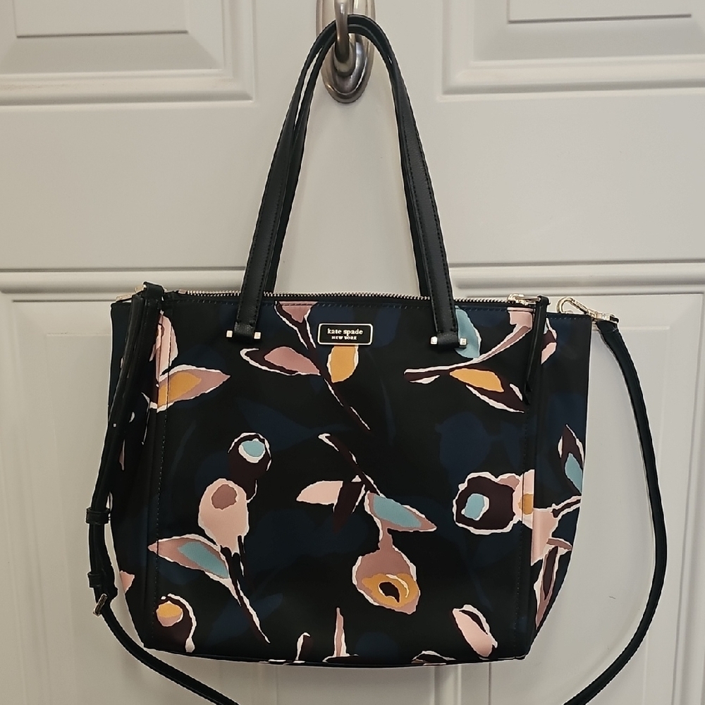 Kate, Spad, Black, Pink, Floral, Tote, Bag, Casual, Travel, Classic, Mom, Cute